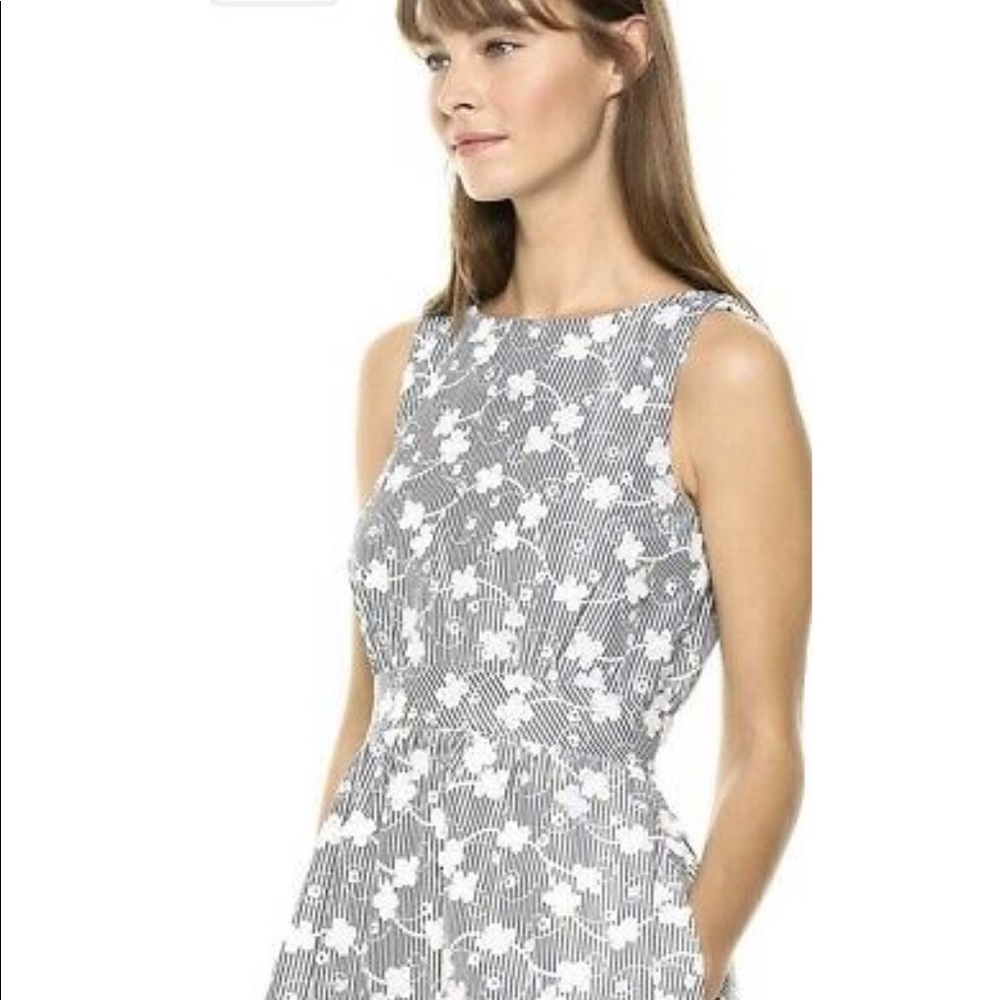 Calvin Klein Striped Floral Fit & Flare Dress Sz 8